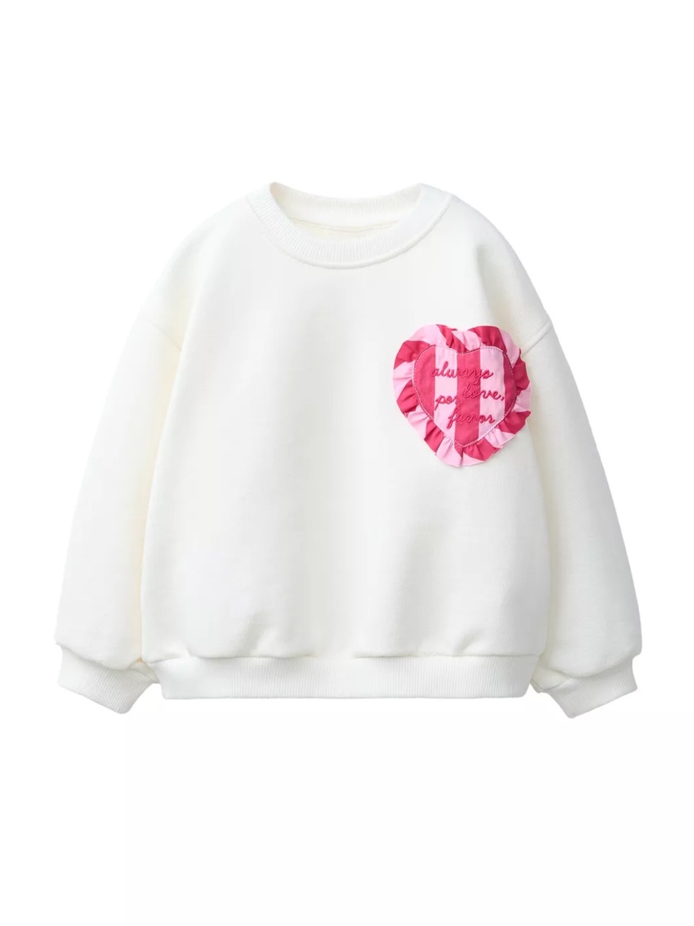 ZARA STRIPED HEART PATCH SWEATSHIRT